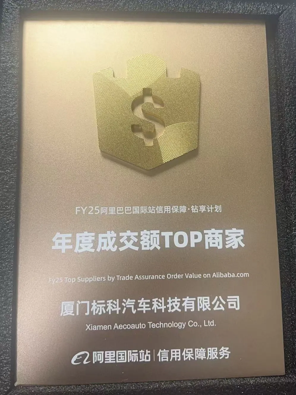 Congratulazioni a Xiamen Aecoauto Technology Co., Ltd. per essere diventato i migliori fornitori di FY25 per valore dell'ordine di garanzia commerciale su Alibaba.com