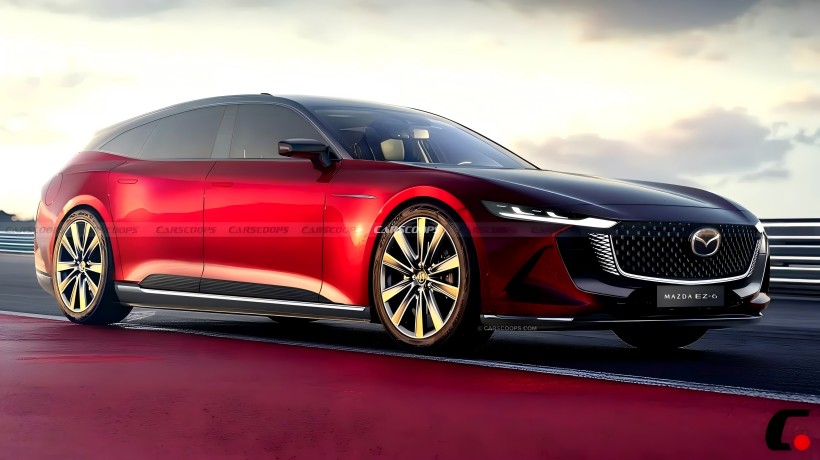 Benchmarking the BMW M340i con un classico design del freno a tiro: rendering concept della Mazda Mazda EZ-6 Variant Touring